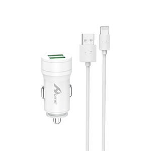 Adaptateur chargeur 15W 3ACar avec câble CC-201-IP blanc pour iphone - Product Image 1