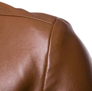 2026 veste en cuir mi-longue automne et hiver hommes moto veste en cuir col à la mode fermeture éclair veste en cuir PU - Product Image 6