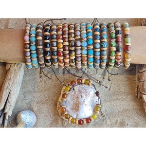 Colorful Natural <b>Stone</b> <b>Beaded</b> Bracelets with Gold Accents Trendy Resale Appeal Fashion Accessory - Product Image 1