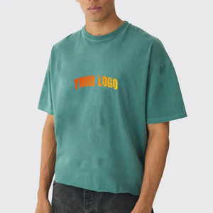 High Quality 100% Cotton Cropped Oversized Boxy Fit T-<b>Shirt</b> for <b>Men</b> Custom Screen Printed Logo Casual Wear 250 GSM Woven - Product Image 4