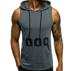 Sweat à capuche personnalisé pour hommes grande taille sans manches Gym Fitness débardeur sports décontractés sweat à capuche uni d'entraînement pour hommes - Product Image 4