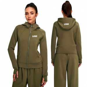 Ropa deportiva ligera para mujer al por mayor con bolsillos y cremallera atlética para yoga, correr, gimnasio, ropa informal, chaqueta con capucha y cremallera completa - Product Image 5