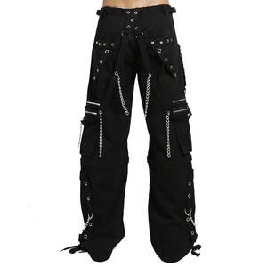 CHAINS <b>BLACK</b> RHINESTONES GOTHIC PUNK WOMEN'S PANTS STRAPS BAGGY ZIP-OFF PANTS TO SHORTS 2026 - Product Image 4