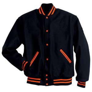 Chaqueta Varsity Clásica para Hombre con Cuello Alto, Cuero Genuino - Product Image 2