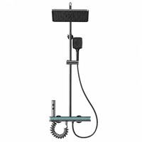 Ensemble de douche thermostatique numérique en cuivre, finition bronze, fixation murale, pommeau de douche carré, douchette à main, 4 voies