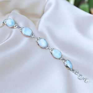 Larimar <b>Bracelet</b> 925 Sterling <b>Silver</b> Ten Stone Oval Gemstone Handmade Jewelry Natural Stone <b>Silver</b> <b>Bracelet</b> Gift - Product Image 4