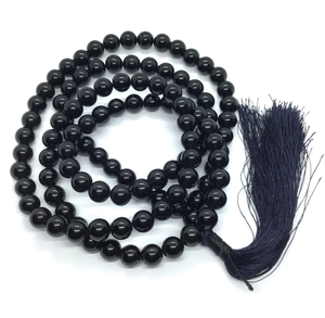 หินออบซิเดียนสีดำธรรมชาติ JAP Mala ลูกปัด108ขนาด8มม. หินบำบัดแบบมาลาสำหรับลูกปัดสร้อยคอบำบัด - Product Image 2