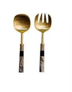 Luxury <b>Salad</b> <b>Server</b> Set in Black Finish Metal Wicker Tableware for Home Hotel Restaurant Kitchen Use - Product Image 5