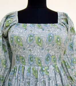 Caftan indien en coton pour femmes robe d'été décontractée imprimée à la main taille libre bouton de plage 100% coton naturel - Product Image 5