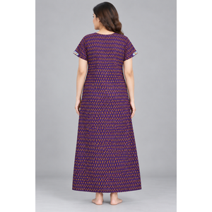 Camisón Largo Maxi 100% Algodón Puro para Mujer - Estampado con Motivos Tradicionales, Ropa de Dormir Suave y Cómoda - Product Image 5