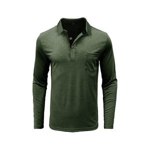 Chemise pour homme en coton 100% tricoté pour l'automne et l'hiver, manches longues, imprimé, anti-froissement, col rabattu, poche boutonnée, col en V, décontractée, sportive - Product Image 1
