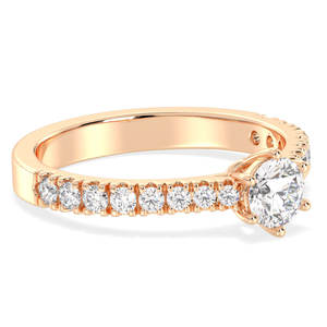 Bagues de fiançailles REYES personnalisées, certifiées IGI, taille ronde, 0,68 carat, diamant, or rose massif 14 carats, bijoux fins de mariage aux meilleurs prix - Product Image 3