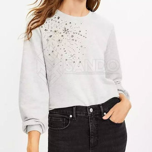 เสื้อสเวตเชิ้ตผู้หญิงประดับเพชรเทียม ระบายอากาศได้ดี สีพื้น เสื้อสเวตเชิ้ตผู้หญิงประดับเพชรเทียม คุณภาพสูง - Product Image 1