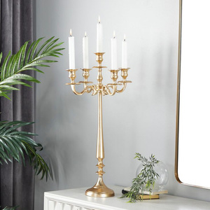 Modern Design Gold-Finished 5-Arm Aluminum Candelabra Custom Table Size <b>Wedding</b> <b>Candle</b> Holder Home Decor Crystal Acrylic - Product Image 6