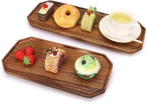 Lot de 2 plateaux de service en bois Planches à charcuterie Grand plateau en bois d'acacia 16 "& 13" Plateaux en bois Plat à charcuterie - Product Image 5