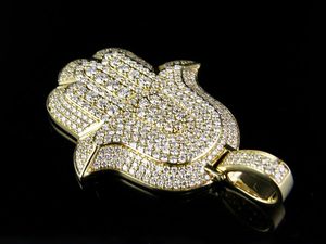 Moda Hip Hop 925 Plata Iced Out Moissanite diamante Hamsa mano colgante joyería religiosa regalo para hombres mujeres - Product Image 2