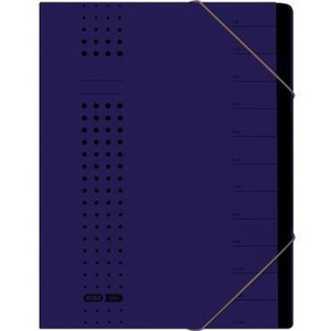 ELBA Chic Dark Blue DIN <b>A4</b> 320g/m Recycled Intensive Cardboard File <b>Folder</b> with 12 Compartments - Product Image 1