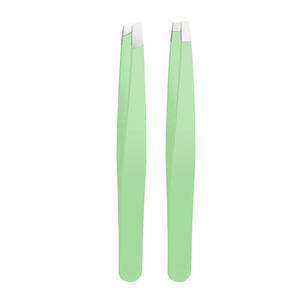 Juego de pinzas para cejas recubiertas de papel verde, Punta inclinada, acero inoxidable, 3,8 pulgadas, Kits de pinzas para manicura - Product Image 5