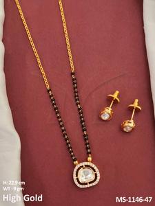 Conjuntos de joyería pulida de oro alto, envío RTS, accesorios de joyería, ropa de fiesta para mujer, estilo elegante de piedra completa, Kundan Mangalsutra - Product Image 5