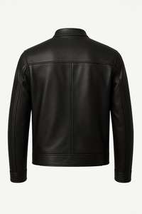 Veste moderne en cuir véritable coupe ajustée pour hommes Veste élégante en toile sur mesure pour l'hiver Taille décontractée Veste teinte unie pour hommes - Product Image 5