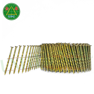 Clavos de paleta de bobina chapados en amarillo-cromato de Zinc de 2,1x32mm, anillo plano/a cuadros, Material Industrial de grado de acero, fábrica competitiva - Product Image 1