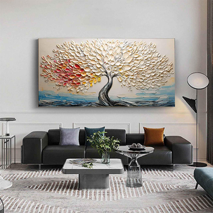 Tùy Chỉnh Sơn Tường Sơn Nghệ Thuật Sơn Màu Be Màu Xanh Màu Đỏ 3D Kết Cấu Bức Tranh Tường Trừu Tượng Cây Sơn Dầu Bức Tranh Và Tường Nghệ Thuật - Product Image 4