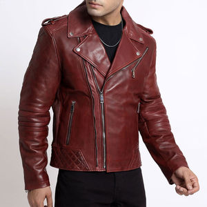 Veste en cuir High Street Biker pour hommes, vêtements d'extérieur respirants avec logo avant du service OEM - Product Image 2