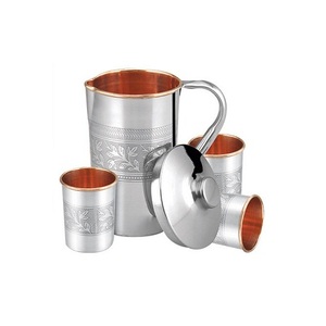 Jarra para beber de agua martillada de cobre, jarra de leche de jugo de forma redonda de la mejor calidad para uso en hoteles domésticos - Product Image 6