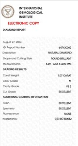 เพชร B2B บริสุทธิ์สำหรับ Gia ได้รับการรับรองจาก Gia เพชรสีขาวหลวมๆ1.07 CT กลม M ธรรมชาติไหลแบบบริสุทธิ์บริสุทธิ์ - Product Image 3