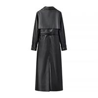 Blouson unisexe long en cuir PU respirant de haute qualité, couleur personnalisée, style classique, double boutonnage, polyester, pour l'hiver