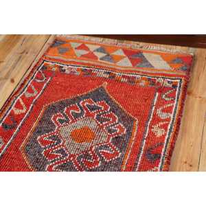 2.8x9.7 ft <b>Runner</b> Turkish Rug, Vintage Rug, <b>Red</b> Gray Paisley Wool Rug - Product Image 5