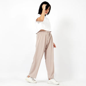 Pantalones largos informales sueltos transpirables con cintura elástica para mujer, Pantalones rectos Hani - Product Image 5