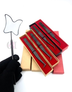GETUP BROSONS IMPEX Pince à épiler professionnelle noire en acier inoxydable pour extensions de cils, nouveau style, effet miroir papillon - Product Image 4