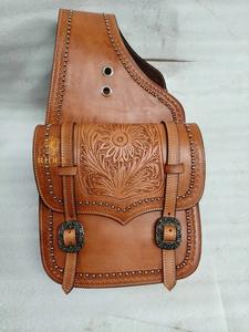 Bolsa de Silla de Montar Occidental de Cuero ADEEFA con Diseño Floral Hecho a Mano para Senderismo, Campamento y Almacenamiento Ecuestre al Aire Libre. - Product Image 2