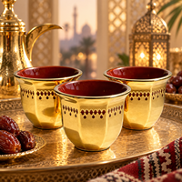 Ensemble de tasses à café Gahwa en or de luxe, logo personnalisé OEM ODM, style arabe, ensemble cadeau en céramique pour l'hôtellerie d'entreprise, vente en gros