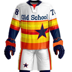 ชุดยูนิฟอร์มฮอกกี้น้ำแข็งแบบซับลิเมชั่น ดีไซน์ใหม่ยอดนิยม คุณภาพดีที่สุด สำหรับผู้ใหญ่ ระบายอากาศได้ดี ผลิตจากโพลีเอสเตอร์ 100% - Product Image 5