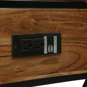 Ensemble de 3 tables gigognes en bois d'acacia artisanal industriel moderne avec port de charge, cadre en fer, écologique, durable, noir naturel - Product Image 5