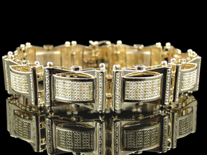 Classic Stylish S925 <b>Sterling</b> <b>Silver</b> Round cut Moissanite Round Diamond Hip Hop <b>Bracelet</b> For Men Jewelry - Product Image 4