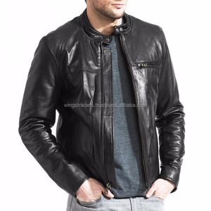 Nueva chaqueta de cuero de piel de oveja de diseño de moda para hombres con tamaño personalizado/chaqueta de cuero genuino 100% para hombres - Product Image 4