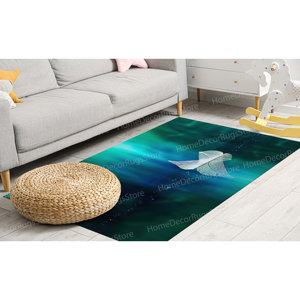 Alfombra de Lana con Estampado de Hojas en el Agua del Lago, Alfombra Antideslizante con Respaldo de Látex Ecológico, Alfombra Tradicional para Comedor, Regalo para Él - Product Image 3