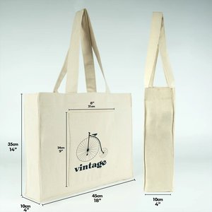 Bolsa de Lona Personalizada de 10 oz con Bolsillo Frontal, Color Sólido, 18 x 14 x 4 (45 x 35 x 10 cm), Fuelle Completo, Cierre Abierto - Product Image 3