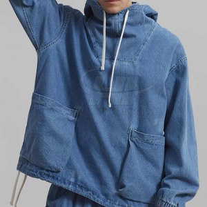Fashion Winter 100% Cotton Half Zip Jeans Hoodies-Lightweight Breathable Street & Daily Wear - Product Image 2