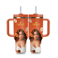 Gobelets isothermes sous vide 40 oz avec logo personnalisé Singer, dégradé or-orange-rouge, ensemble cadeau de tasses premium