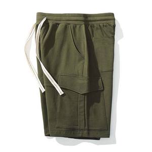 Pantalones cortos de jogging de verano 100% algodón para hombre 220 GSM peso pesado transpirable ajuste suelto bolsillos para correr tablero sólido liso ecológico - Product Image 3