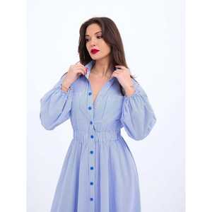 Vestido a Rayas Azules y Blancas 5903 con Cintura Natural y Característica Transpirable - Product Image 1