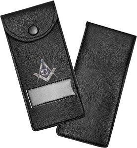 Étui de rangement pour bijoux de poche maçonniques en cuir avec doublure douce pour bijoux, épingles et badges de la loge maçonnique, carré - Product Image 1