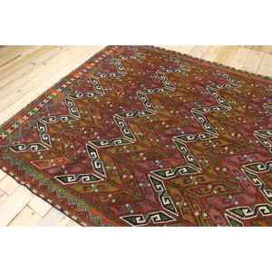 Tapis turc, tapis vintage 6,3x9,6 pieds, tapis en laine camouflage rouge et vert - Product Image 4