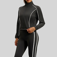 Veste de yoga pour femme PASUXI, couleur contrastée, extensible dans quatre directions, haute élasticité, fermeture éclair intégrale, respirante, séchage rapide, vêtements de sport