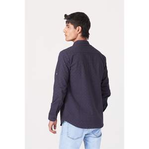 Chemise violette à boutons mandarin pour homme - Product Image 2