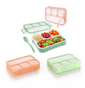 Fiambrera de plástico de 4 compartimentos para niños, artículo más vendido en 2025, una caja para cada bocado, caja Bento de conveniencia compartimentada - Product Image 1